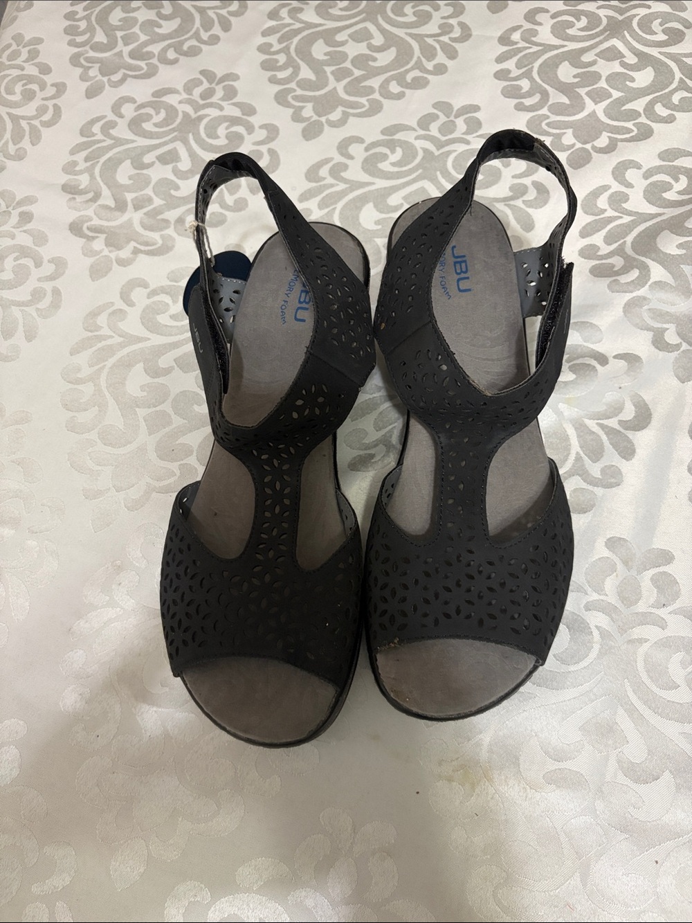 JBU Black Laser-Cut Slingback Sandals Sz 10M